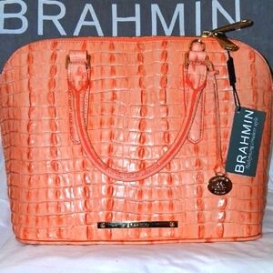 Brahmin Pink Croc-Embossed Women's Bag